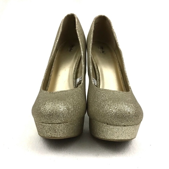 🦋Mossimo Gold Glitter Platform High Heels 7.5 - Picture 3 of 8